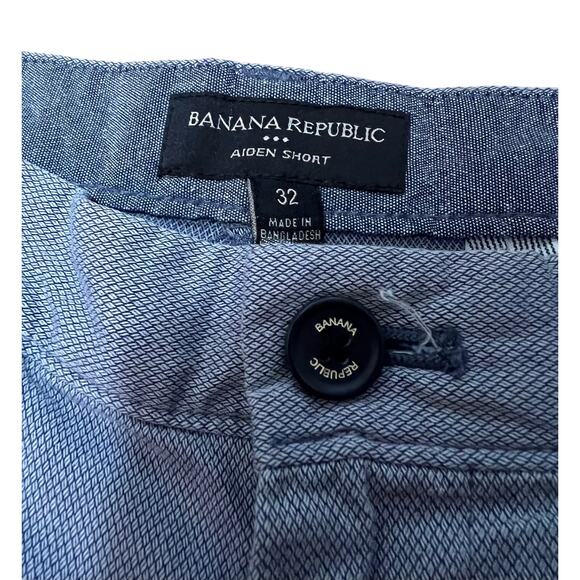 Banana Republic Aiden Shorts Blue Dobby Size 32 9” Inseam Classic Fit Preppy EUC - Picture 4 of 8